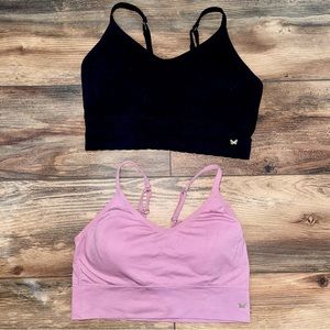 lot of 2 jessica simpson sports bras - black and pink - size large